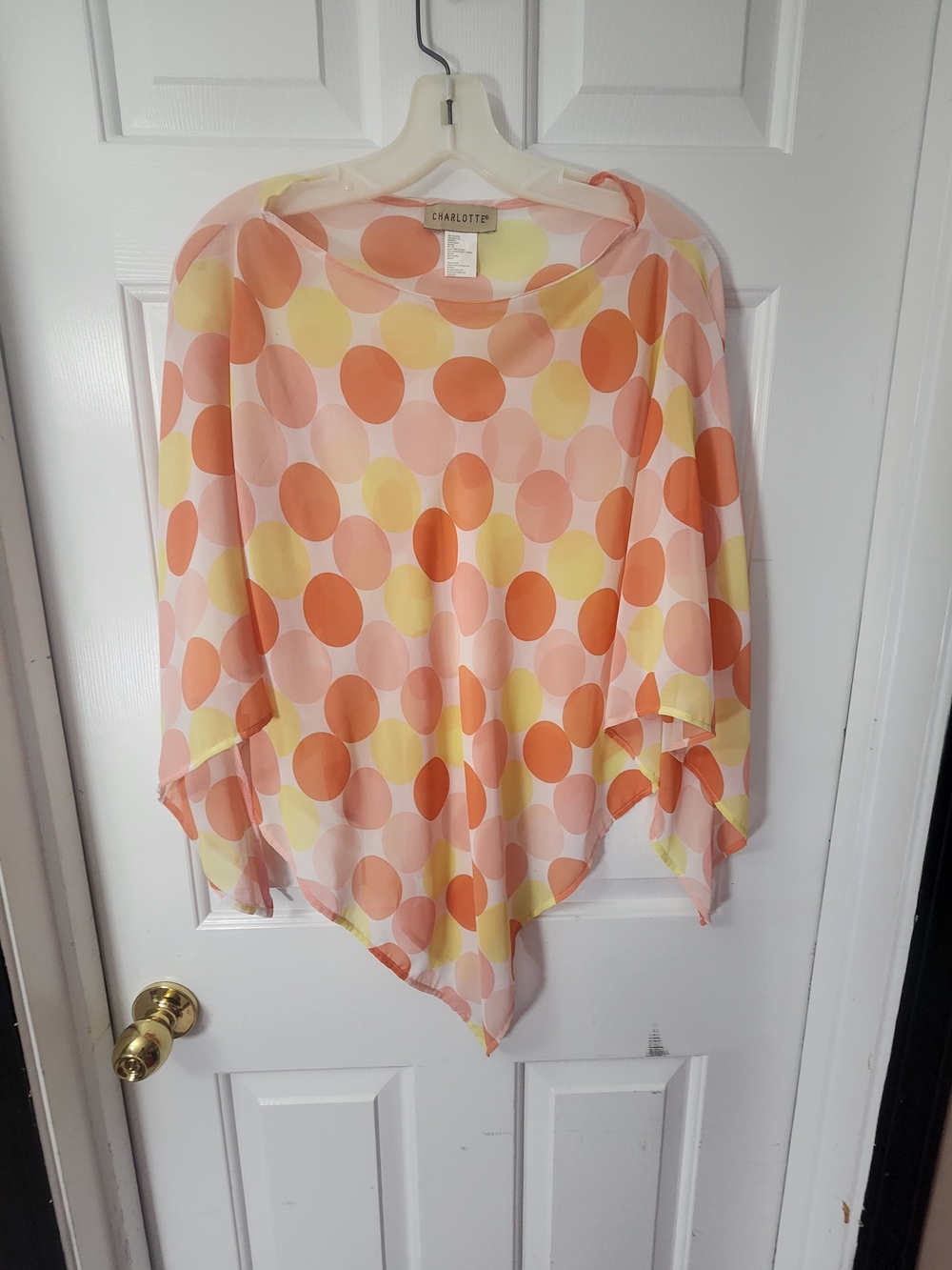 Charlotte Polka Dot Blouse in Peach, Pink, Yellow O/S